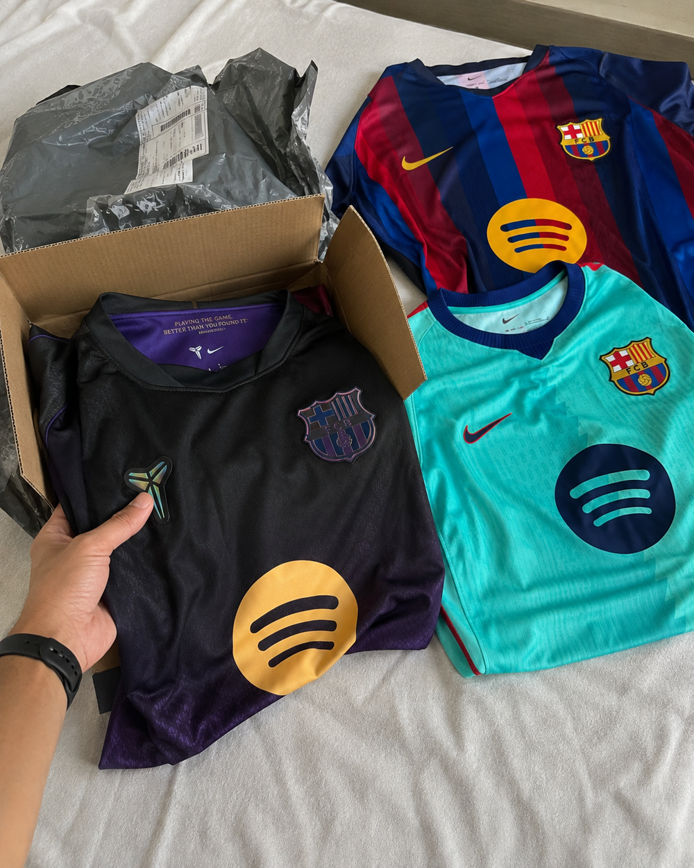 Customer wearing a FANBOX football jersey